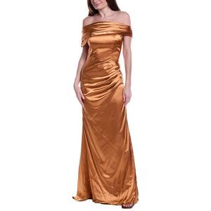 Rene Ruiz Womens  Satin Gown, Orange